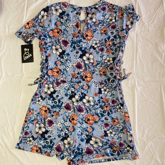 Girls Art Class Floral Short Sleeve Shorts Jumper - Picture 4 of 4